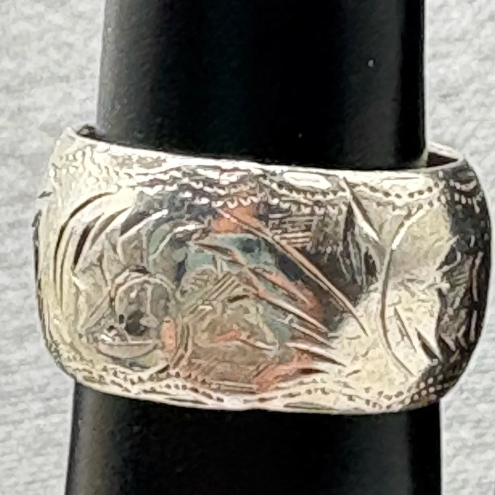 Sterling Silver Engraved Band Ring, 4.5 Unisex